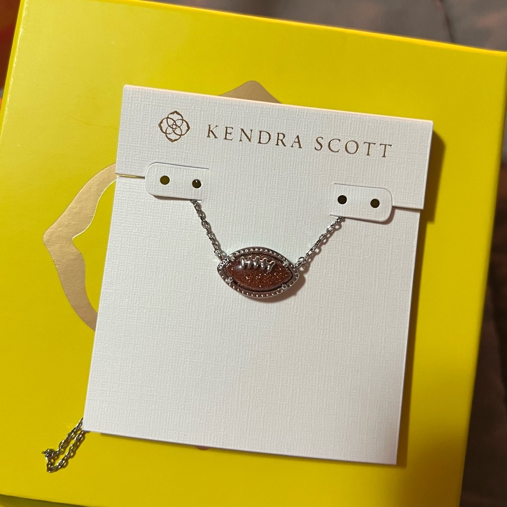 Kendra Scott Silver Necklace with Brown Stone